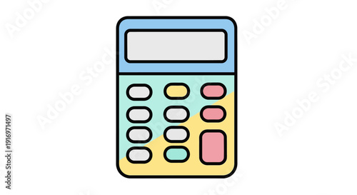 Colorful Calculator Device with Buttons.