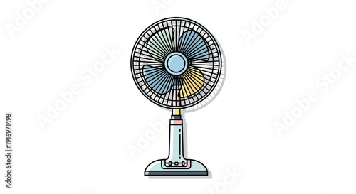 Electric fan on a stand.