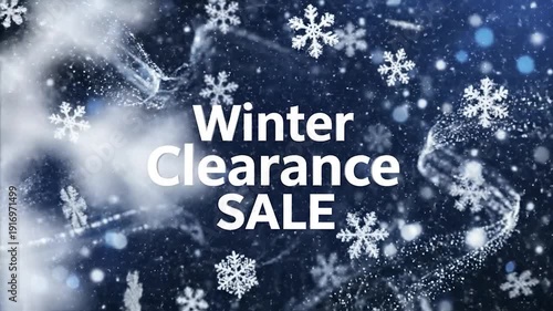 Winter clearance sale with snowflakes and icy background for festive promotions