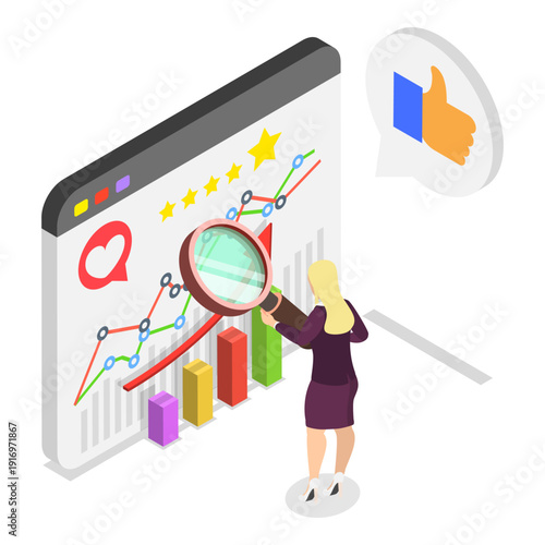 3D Isometric Flat Vector Illustration of PR Strategy, Brand Reputation. Item 2