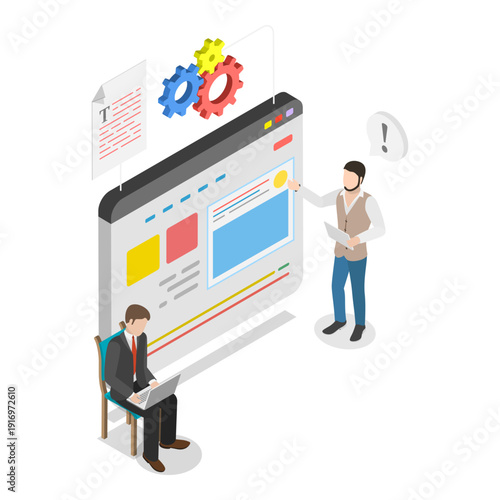3D Isometric Flat Vector Illustration of SEO Analysis, Keyword Research and Optimization. Item 1