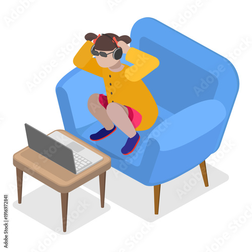 3D Isometric Flat Vector Illustration of Awareness and Inclusion in Childhood, Engaging Special Needs Students In Educational And Recreational Activities. Item 2