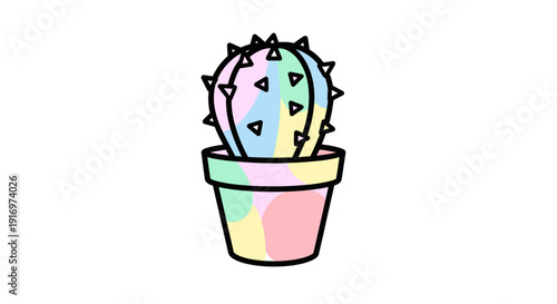 Colorful Potted Cactus Plant Indoor.