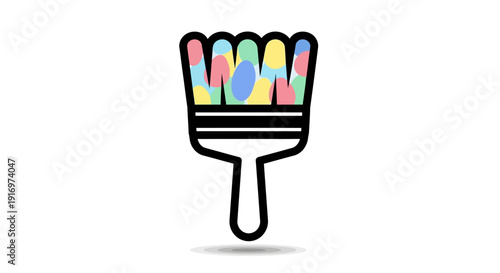 Colorful paintbrush with bristles.