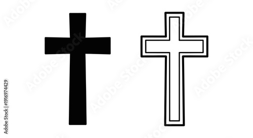 Minimalist cross design: simple, clean, outline, symbol, christianity, faith, religion, Vector