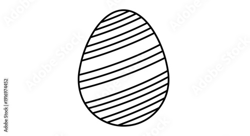 Egg shape design with diagonal lines inside black and white vector illustration Vector