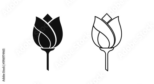 Minimalist lotus flower line art design - black and white sketch illustration Vector