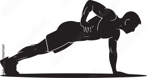 Black silhouette of person doing pushup exercise fitness