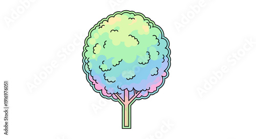 Colorful illustration of a broccoli floret.