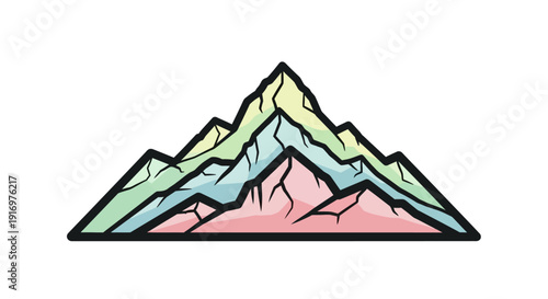 Colorful mountain range landscape graphic design.