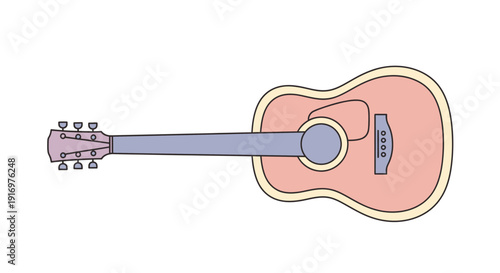 Pink Acoustic Guitar Instrument Music.