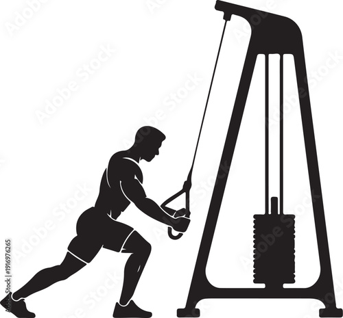 Man exercising on a cable machine in a gym workout