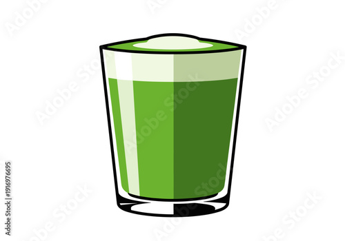 Matcha latte served in a glass with frothy green top  
