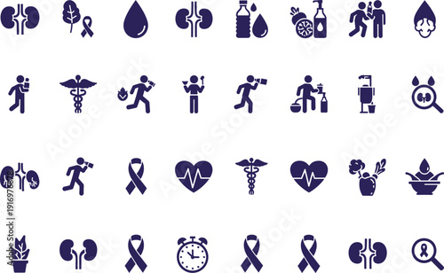 Health and wellness icons for medical and fitness concepts