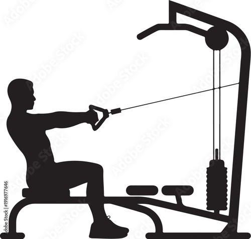 Silhouette of a person exercising on a cable machine 1