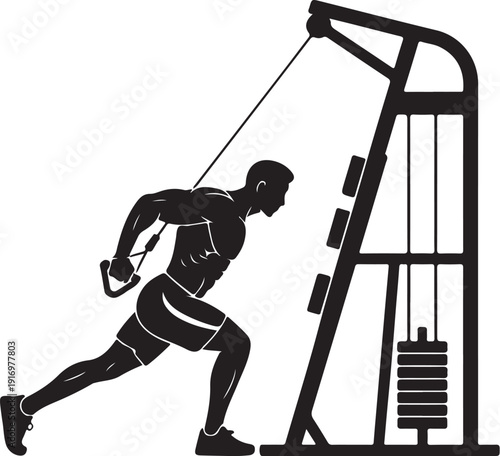 Silhouette of a person exercising with a cable machine 1