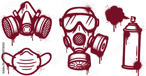 Graffiti spray paint mask icon for street art
