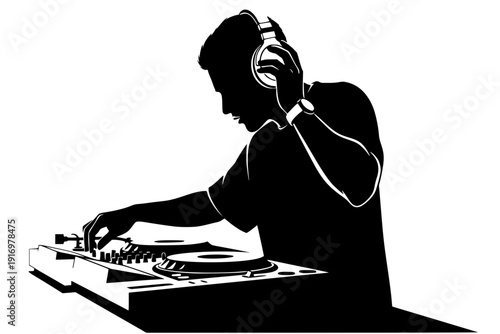 DJ Music Controller Silhouette Vector for Nightclub Event and Electronic Dance Music EDM Festival