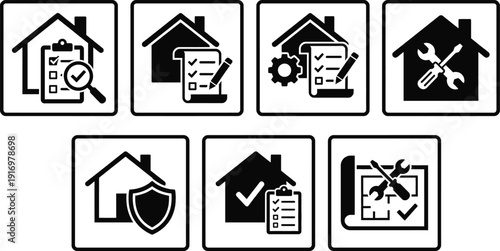 Home inspection checklist icon vector for real estate maintenance