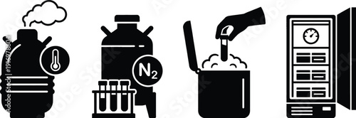 Cryogenic storage icons for liquid nitrogen gas containers