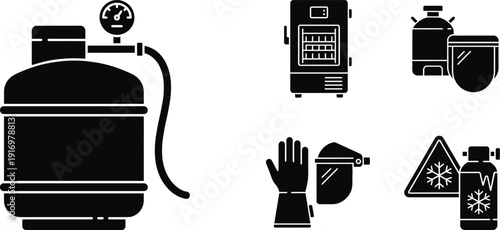 Cryogenic storage icons for liquid nitrogen gas containers