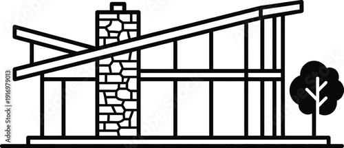 House icon in mid-century modern architectural style