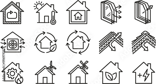 Passive house icon for energy efficiency and sustainable living