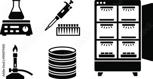 Plant tissue culture laboratory vector icons set