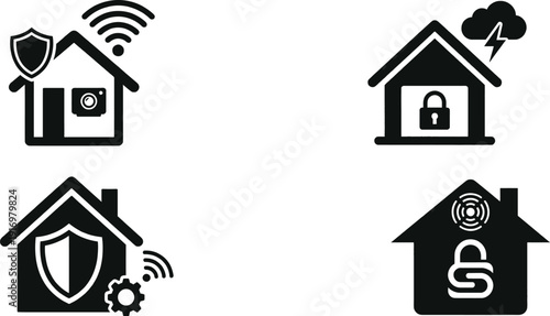 Home security icon for smart automation technology protection