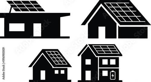 Solar panel roof house icon flat vector design