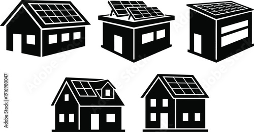 Solar panel roof house icon flat vector design