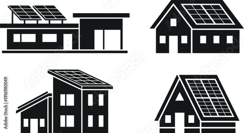 Solar panel roof house icon flat vector design