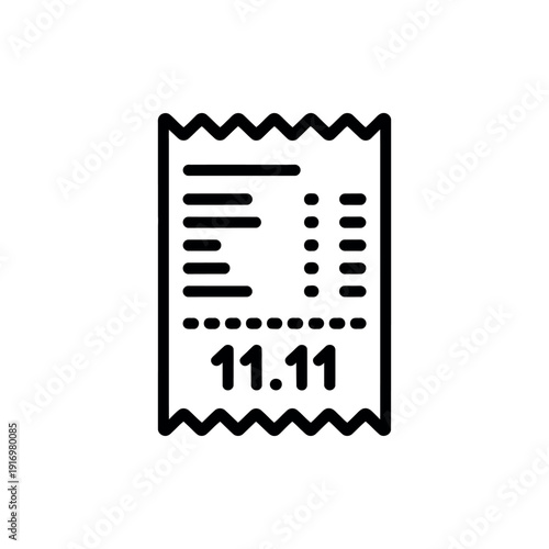 A black and white illustration of a receipt with the date 11.11
