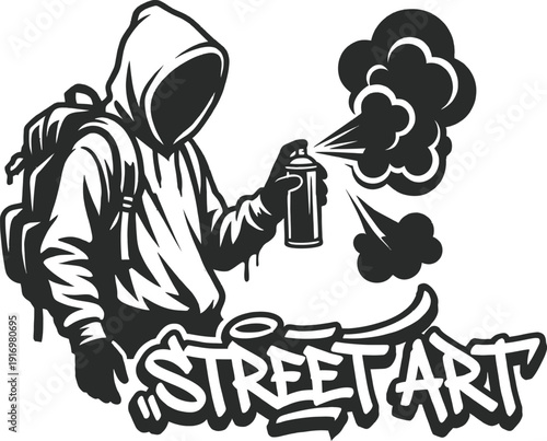 Spray paint can mascot character urban vector icon