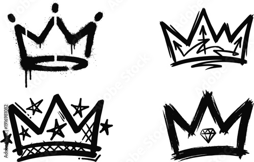 Crown icon set in urban street art style
