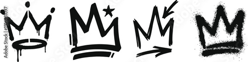 Crown icon set in urban street art style