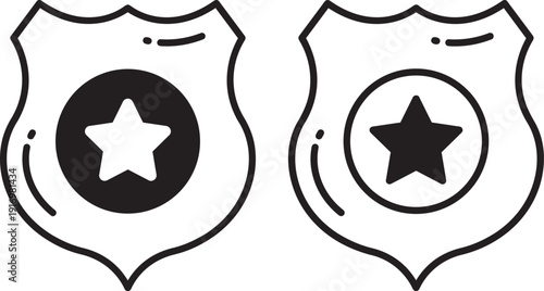 Shield of Justice: Two meticulously designed, identical emblem, a symbol of honor and authority, is a classic depiction of order and protection, perfect for projects