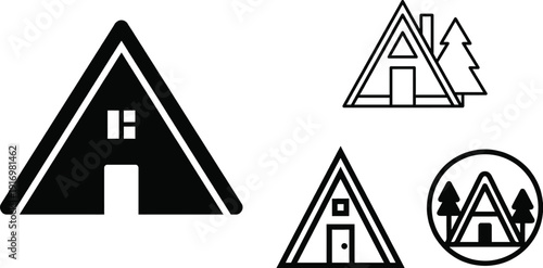 A-frame cabin minimalist vector icon for outdoor travel design