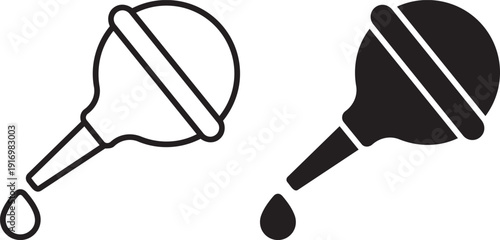 Medical Dropper Illustration: Detailed illustration featuring a medical dropper. A single drop delicately falls from the dropper. 