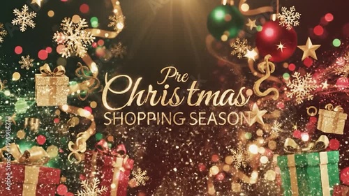 Pre-christmas shopping season with festive decorations and gifts