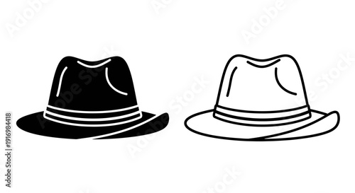 Two stylish hats with different designs and colors for fashion and accessories Vector