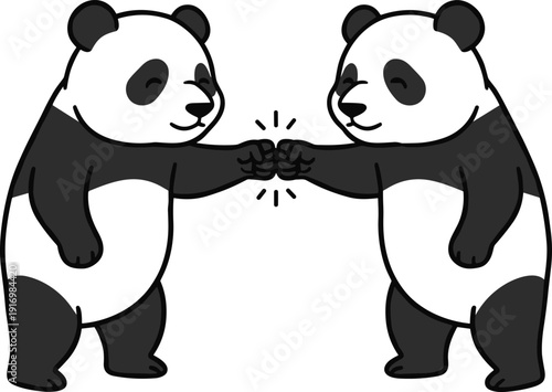 Cute Bear Fist Bump Vector Illustration