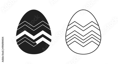 Easter egg design with zigzag lines, modern minimalist style illustration Vector