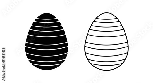 Black and white striped egg illustration minimalist design vector art Vector