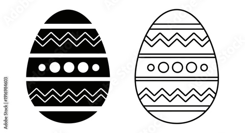 Easter egg decoration design with zigzag and polka dot patterns Vector