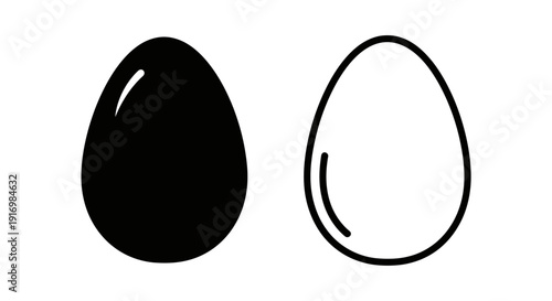 Black and white egg illustration vector design Vector
