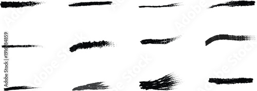 Collection of various black brush strokes on white background