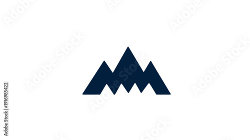 A simplified, navy-blue mountain range silhouette set against a clean white background