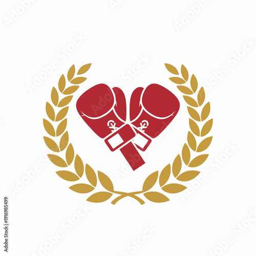 Heart Shape Created with Boxing Gloves and Laurel Wreath