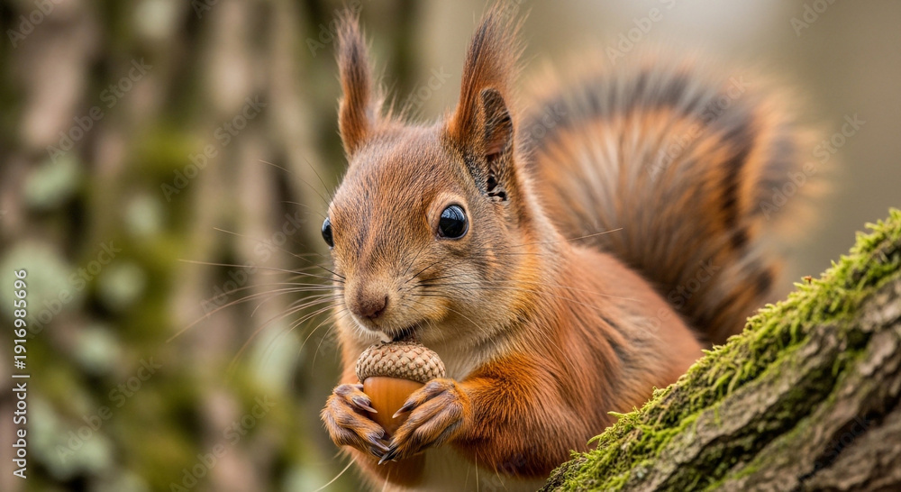 Obraz premium squirrel eating nut